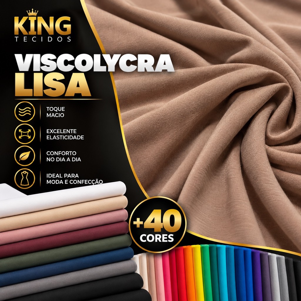Tecido Viscolycra Lisa 10 Metros x 1,80m Malha Premium Diversas Cores