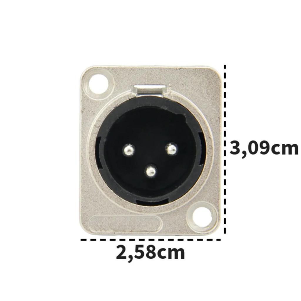 Conector XLR Painel 3 Vias Profissional Macho – Conexão Robusta e de Alta Qualidade! — imagem 2 de 2