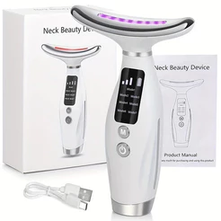 Massageador De Pescoço e Rosto LED Vibração Fototerapia Para Rejuvenescer Firmeza Anti-Rugas