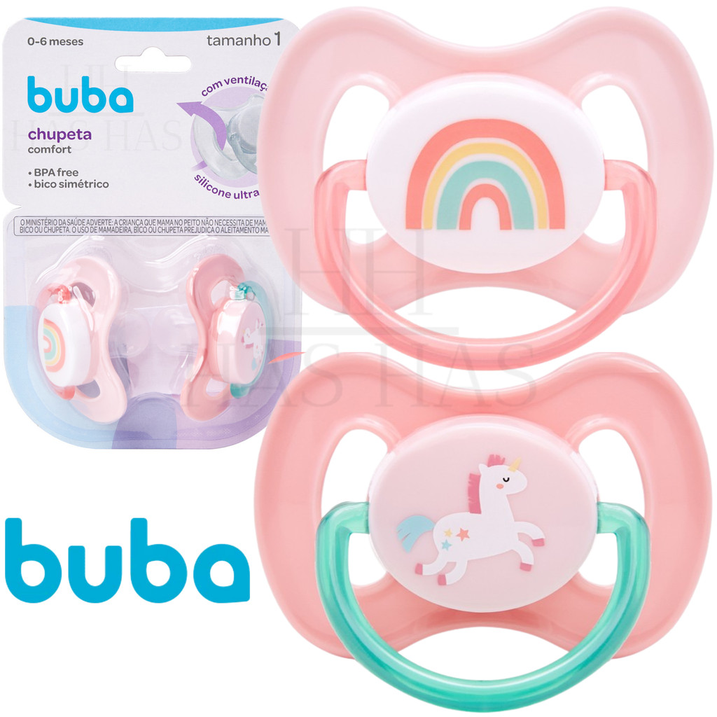 Kit 2 Chupetas Silicone Confort Ultra Soft +0 Meses Tamanho 1 e 2 Recém Nascido Bebe Bico Rosa Buba em Oferta na Shopee