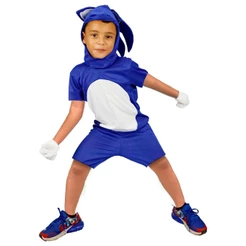 Fantasia Sonic Menino Infantil com Gorro e Luvas Pijama Kigurumi Calor Roupa Dormir com Capuz