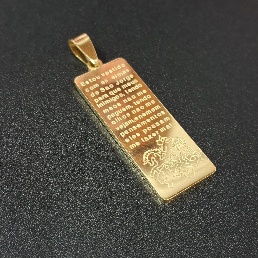 Pingentes Aço Para Correntes Até 4mm Placa São Jorge Cirúrgico Antialérgico Aço Inox