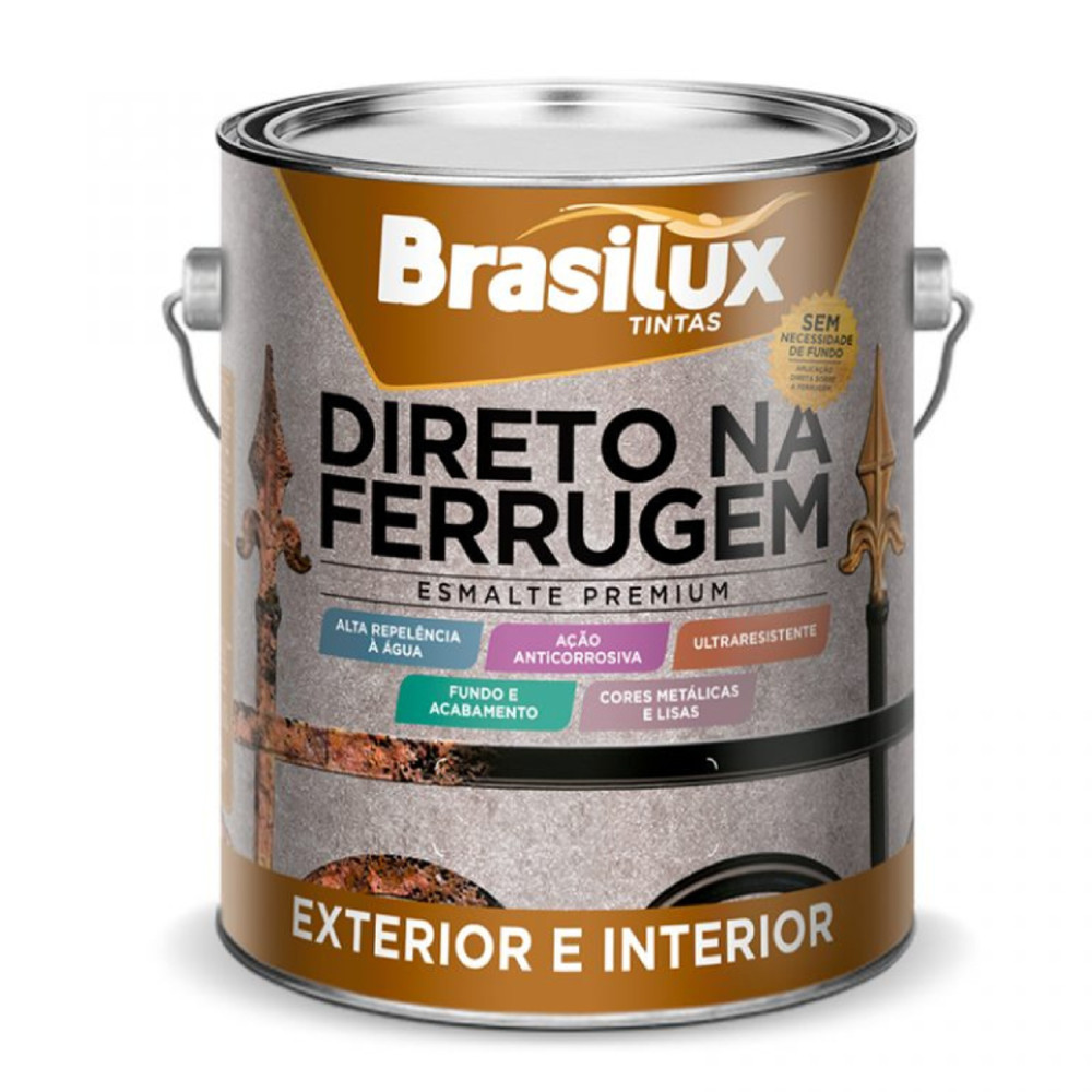 Esmalte Direto na Ferrugem Várias Cores 0,9 L Brasilux em Oferta na Shopee