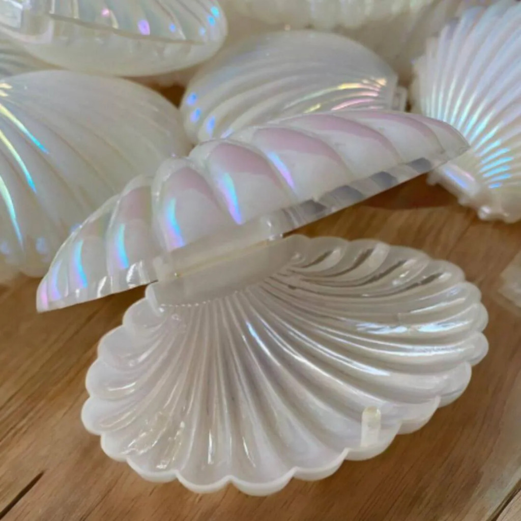 Kit  12 Lembrancinhas Porta Docinhos Conchas Perolizadas Decoração Sereia Fundo do Mar Cor Pérola em Oferta na Shopee