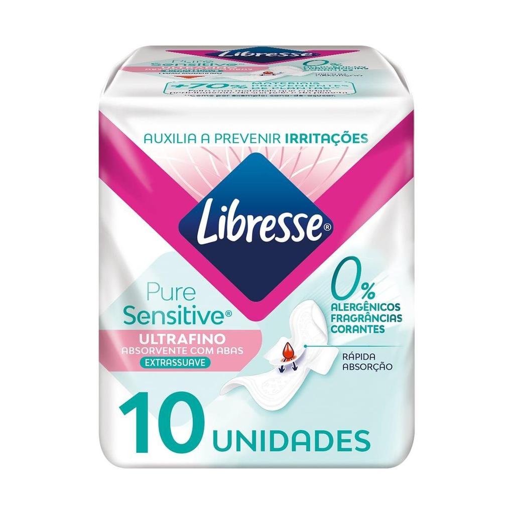 Absorvente Libresse Pure Sensitive Ultrafino Extra Suave Com Abas 10 Unidades em Oferta na Shopee