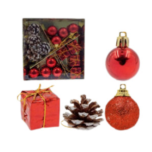 Conjunto de Enfeites Natalinos - 16 Peças Elegantes