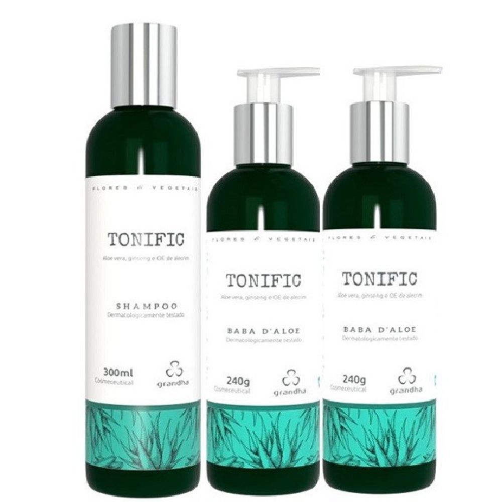 Grandha Tonific 1 Shampoo 2 Condicionador Baba D`Aloe Flores e Vegetais crescimento capilar