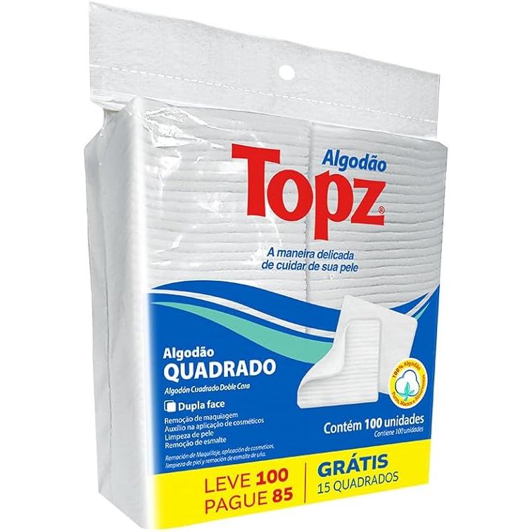 Algodão Quadrado Fileira DP Topz 100Un