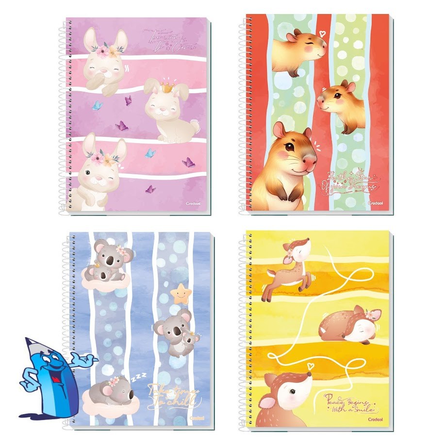 CADERNO 1 MATÉRIA 4 UNIDADES LALA PETS 80 FOLHAS FEMININO ESPIRAL GRANDE CREDEAL