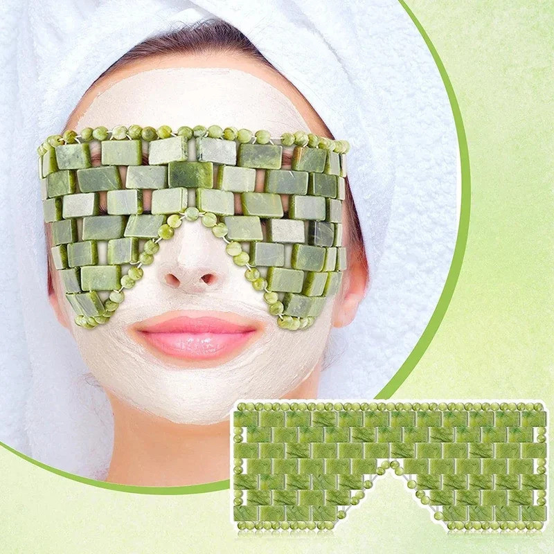 Máscara de olho de Jade Natural, massageador refrescante, ferramenta de cuidado, pedra RJU4
