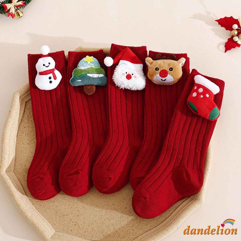 Meias Infantis De Natal Para Bebês De 0 A 5 Anos , Decoração De Papai Noel/Boneco De Neve , Algodão Macio