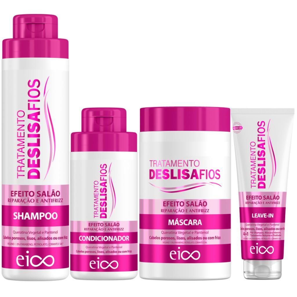 Eico Deslisa Fios Tratamento Antifrizz Shampoo 800ml Condicionador 450ml Máscara 1Kg Leave-In 200ml em Oferta na Shopee