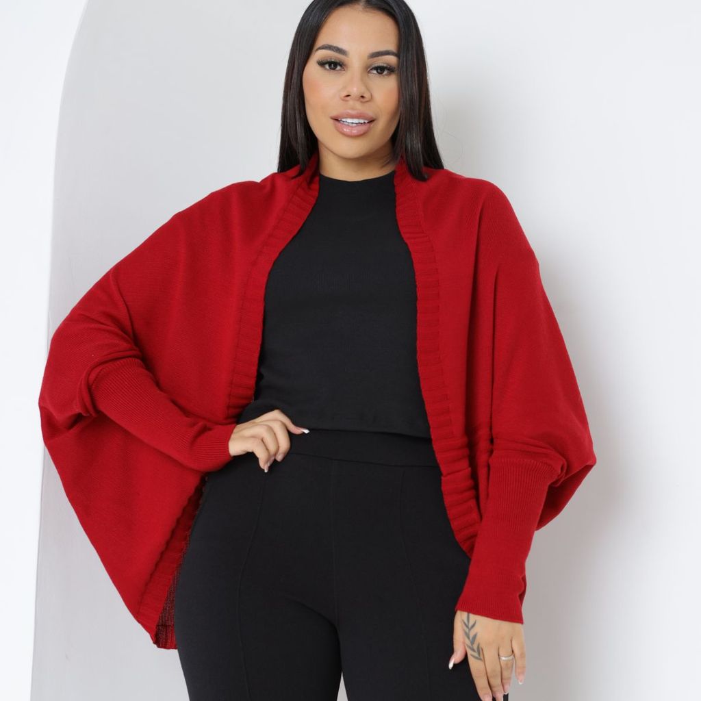 Cardigã Ana  Kimono com Punho Poncho Tricô Inverno
