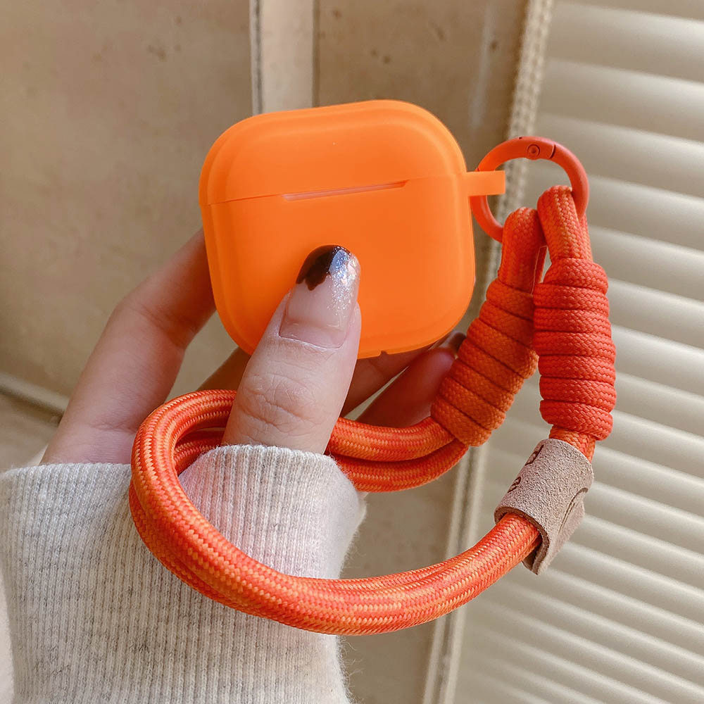 Cor Laranja Macio Silicone Fone De Ouvido Caso Para Airpods Pro 3 Com Pulseira Prevenção Queda Casal 4 3 2 1 2 Capa