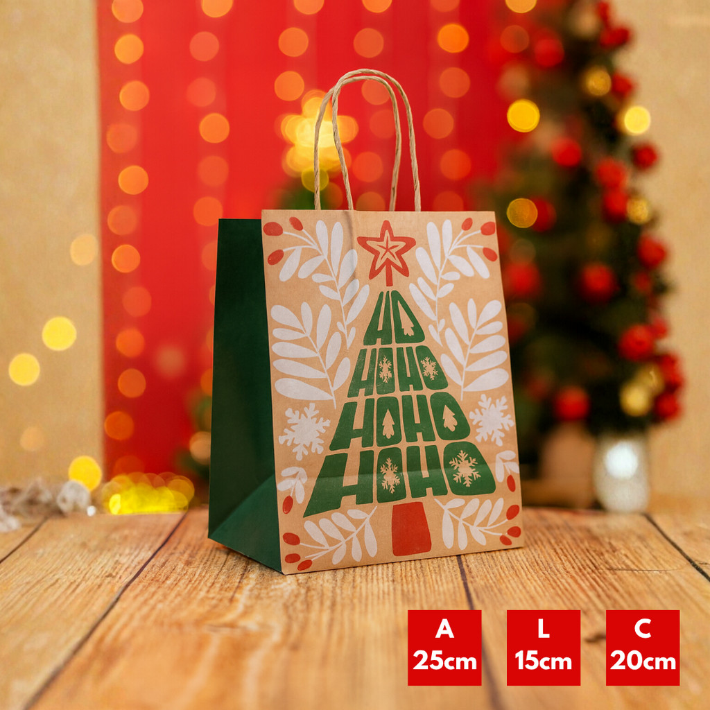 20 SACOLAS NATAL KRAFT HOHOHO 20X15X25CM 2937 (LC) NATAL 2025 (CHOCO)