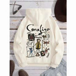 Moletom Unissex Coraline Desenho Filme Blusa Aconchegante Abrigo de Qualidade Ajuste Perfeito Envio Imediato