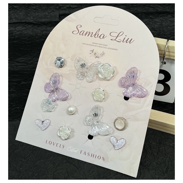 Kit Pingentes Strass Botons Charms Luxo Acessório para sapato sandalia