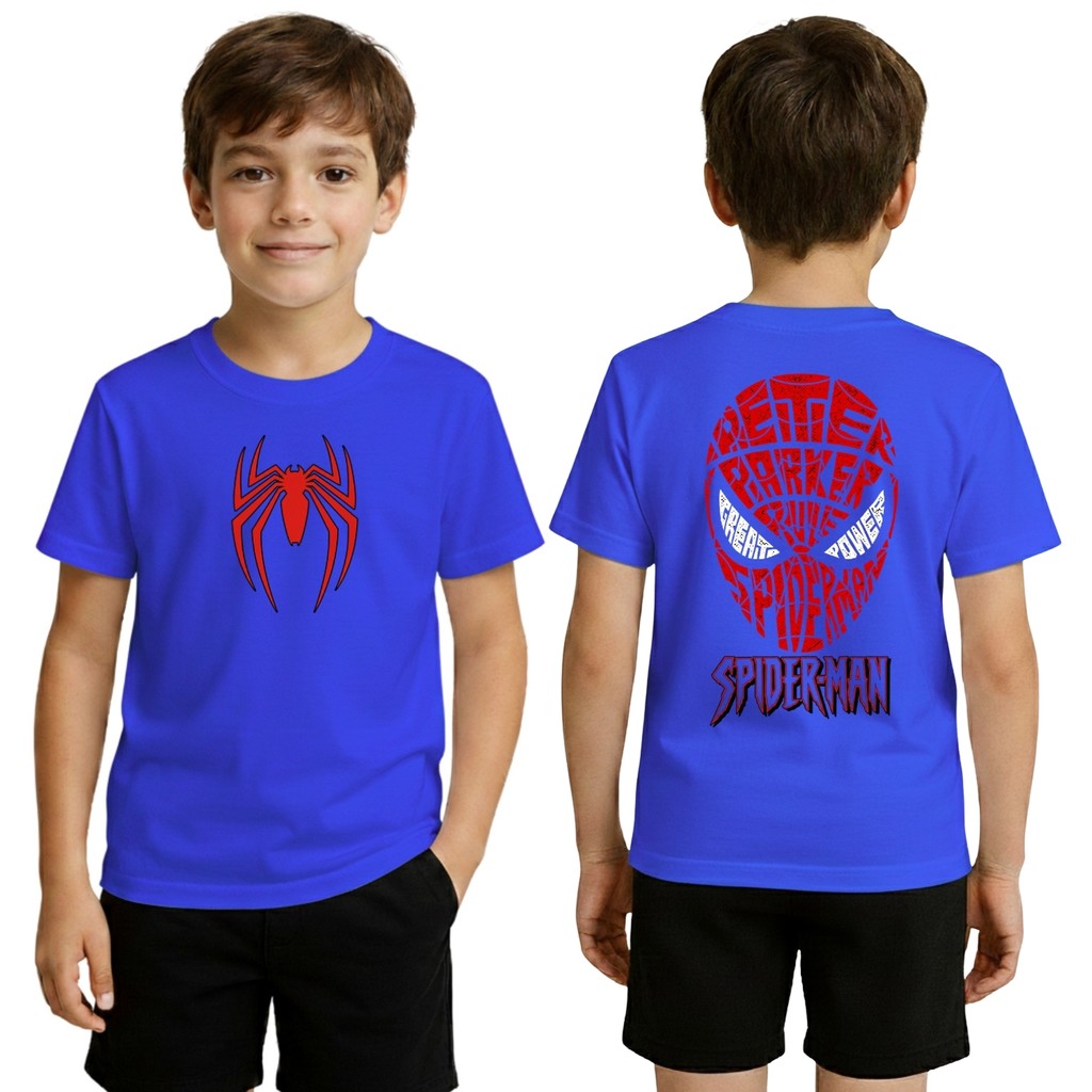 Camiseta Infantil Homem Aranha Teia Spider Man Super Heroi Algodão Estampada Menino