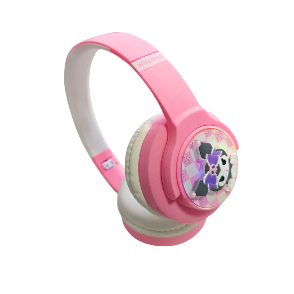 Headphone Infantil Ajustável LED RGB c/ Mic Kuromi Sanrio