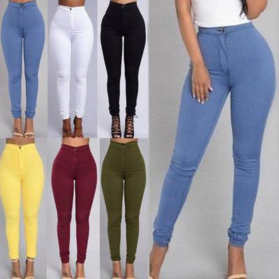 Mulheres mulheres Leggings de venda quente fino cintura alta estiramento lápis calças magras doces cor calças