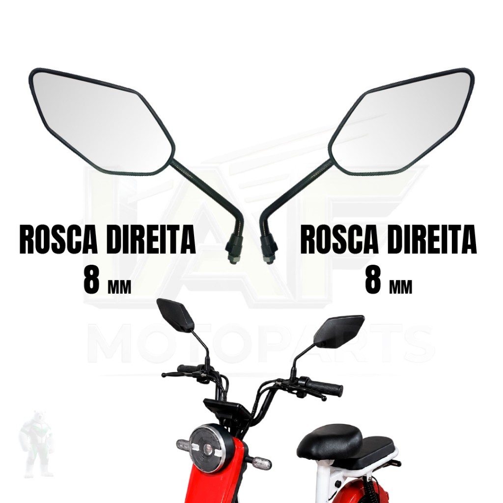 Par Espelho Retrovisor FACTOR 150 Guidão Bicicleta Eletrica Mobilete Bike Motorizada Scooter 8mm · foto 2