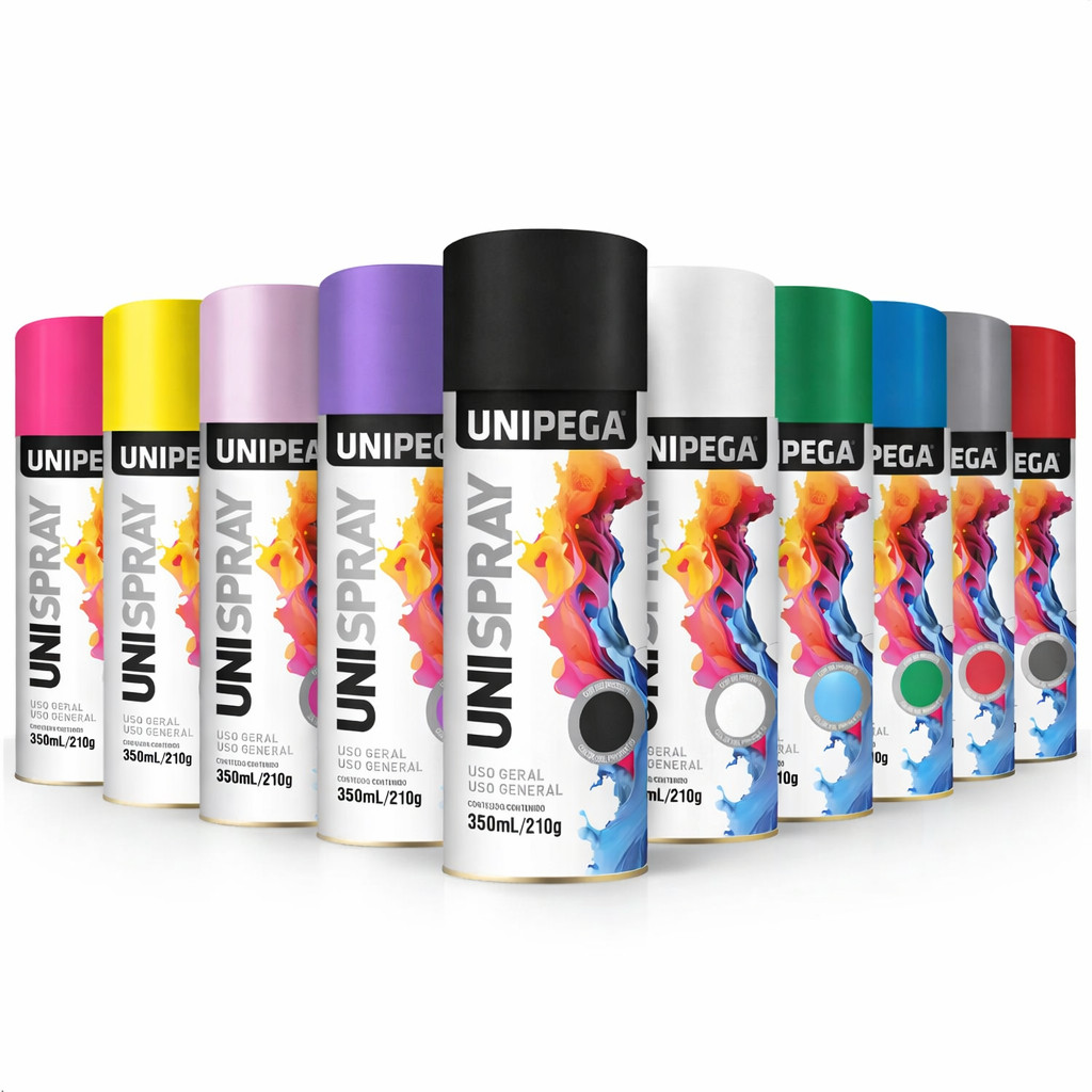 Tinta Spray 350ml Unipega Multiuso Madeira Metal Plástico Automotivo Secagem Rápida Alto Acabamento