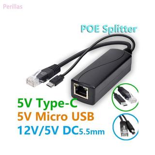 Perillas POE Splitter 5V USB Power Over Ethernet 48V Para 5V Câmera Type C 5 5x2 1 3 5x1 35