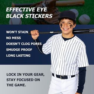 48 Pares de Adesivos Esportivos Pretos para Olhos, Adesivos Respiráveis para Olhos para Fãs de Beisebol, Futebol, Softbo
