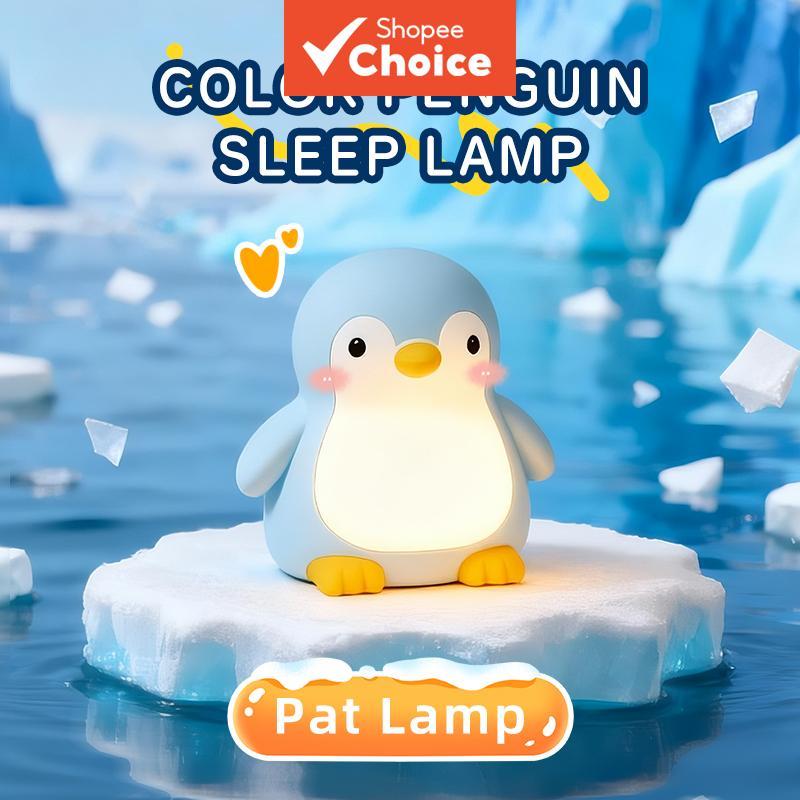 Luminária Noturna LED de Silicone Pinguim - Abajur de Cabeceira Branca Moderna Recarregável USB com Controle por Toque