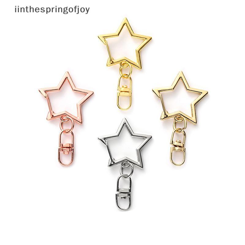 DHC 10pcs Estrela Pentagrama Oco Chaveiro Acessórios DIY Fecho Lagosta F