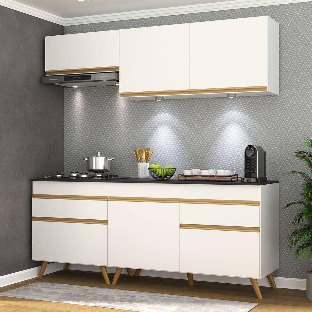 Cozinha Completa Compacta Armário + Led FL2030 Multimóveis