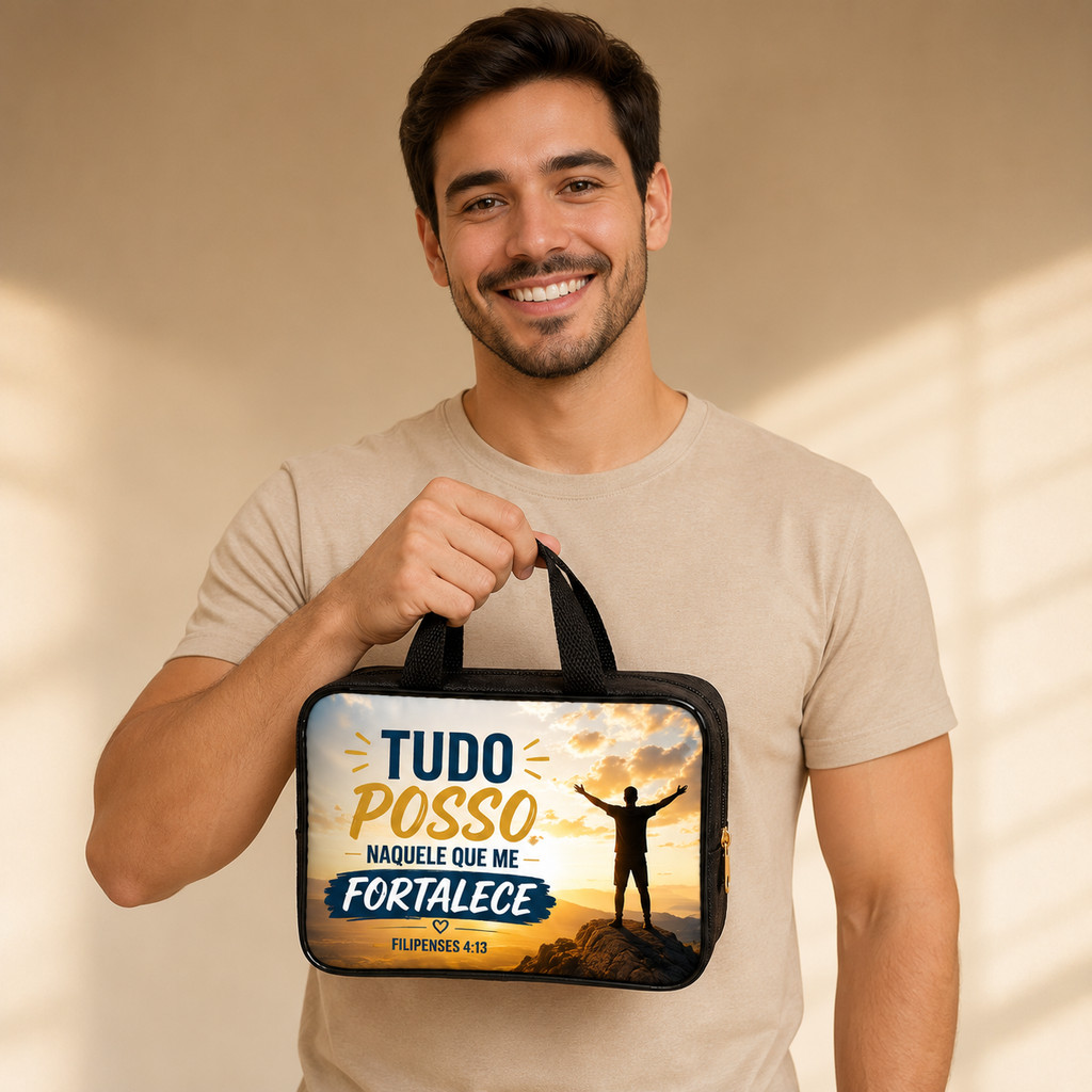 Bolsa Maleta Porta Bíblia Necessaire 27x17 - Versículo Bíblico