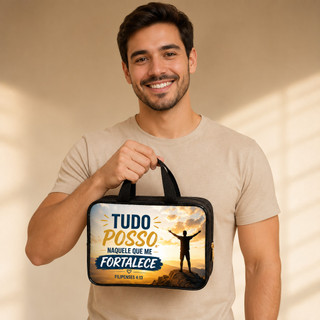Bolsa Maleta Porta Bíblia Necessaire 27x17 - Versículo Bíblico