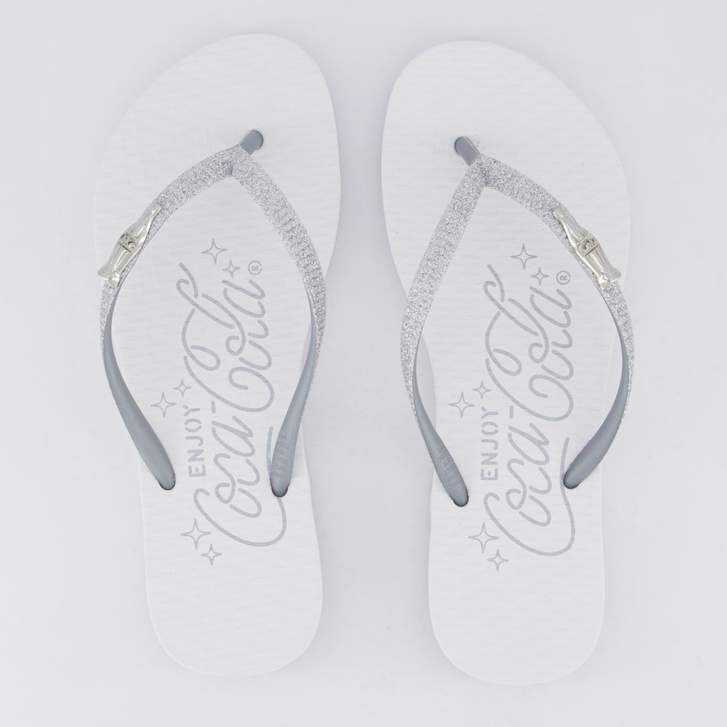 Chinelo Coca Cola Special Feminino Branco e Prata
