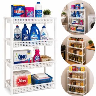 Estante Organizadora 4 Andares Multiuso | Prateleira para Banheiro, Lavanderia, Quarto e Cozinha | Porta Objetos e Frute