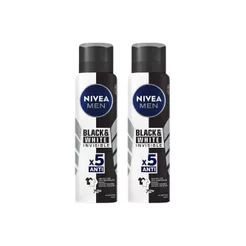 Kit 2 Desodorante Antitranspirante Aerosol Nivea Men Invisible Black & White 150ml