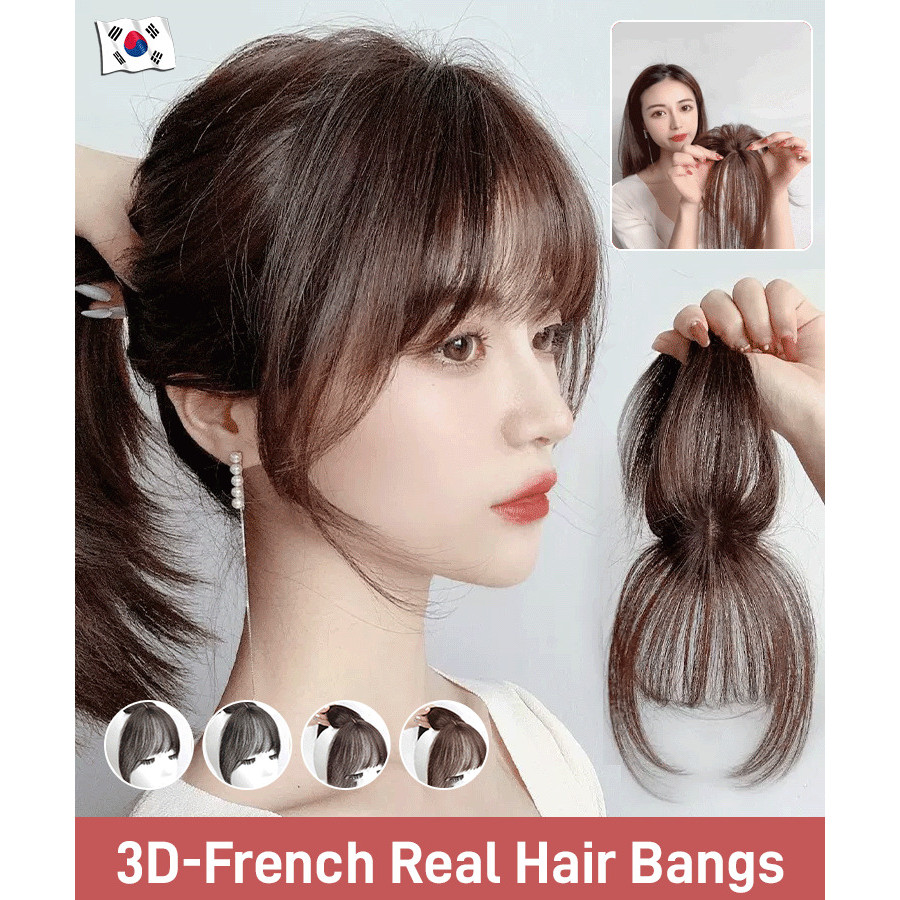 [Estilo Natural] Peruca Realista 3D Franja Francesa Para Uso Diário/Fácil Aplicação/Cabelo Falso