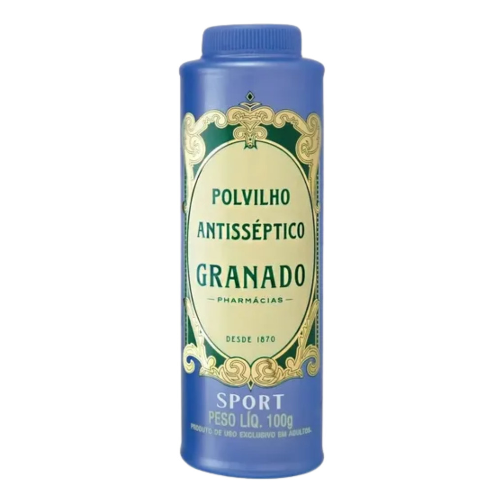 Talco Antisséptico Granado Sport 100g para Atividades Físicas com Frescor e Proteção dos Pés