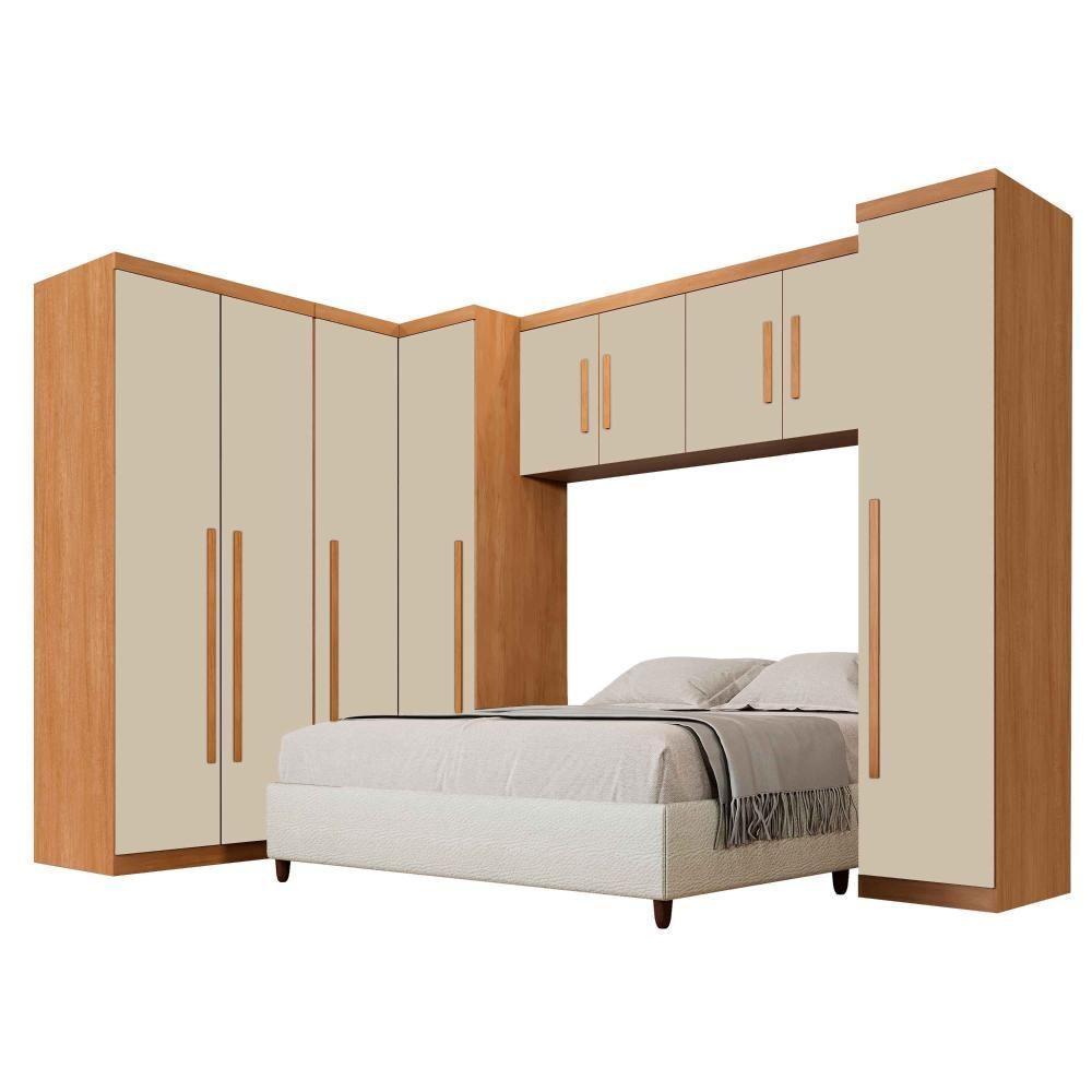 Guarda Roupa Modulado Dallas 6 Portas 4 Gavetas MDP Cinamomo e Off White Benetil