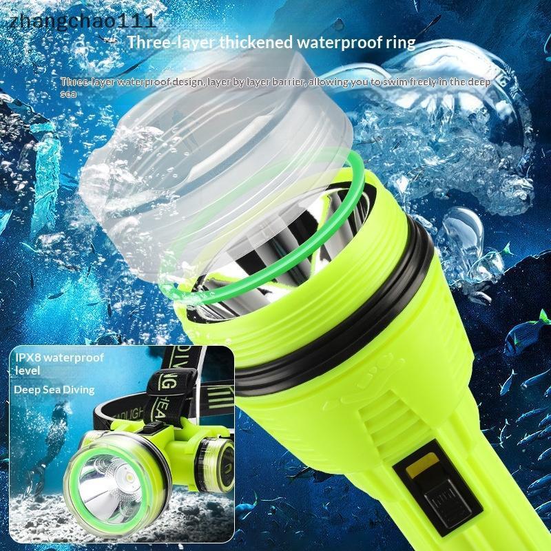 [Z] Lanterna Subaquática Brilhante Farol À Prova D'água Tocha De Mergulho 200 Metros Iluminação Noturno Com Corda Antide