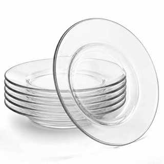 KIT 6 PRATOS FUNDO LISO DE VIDRO