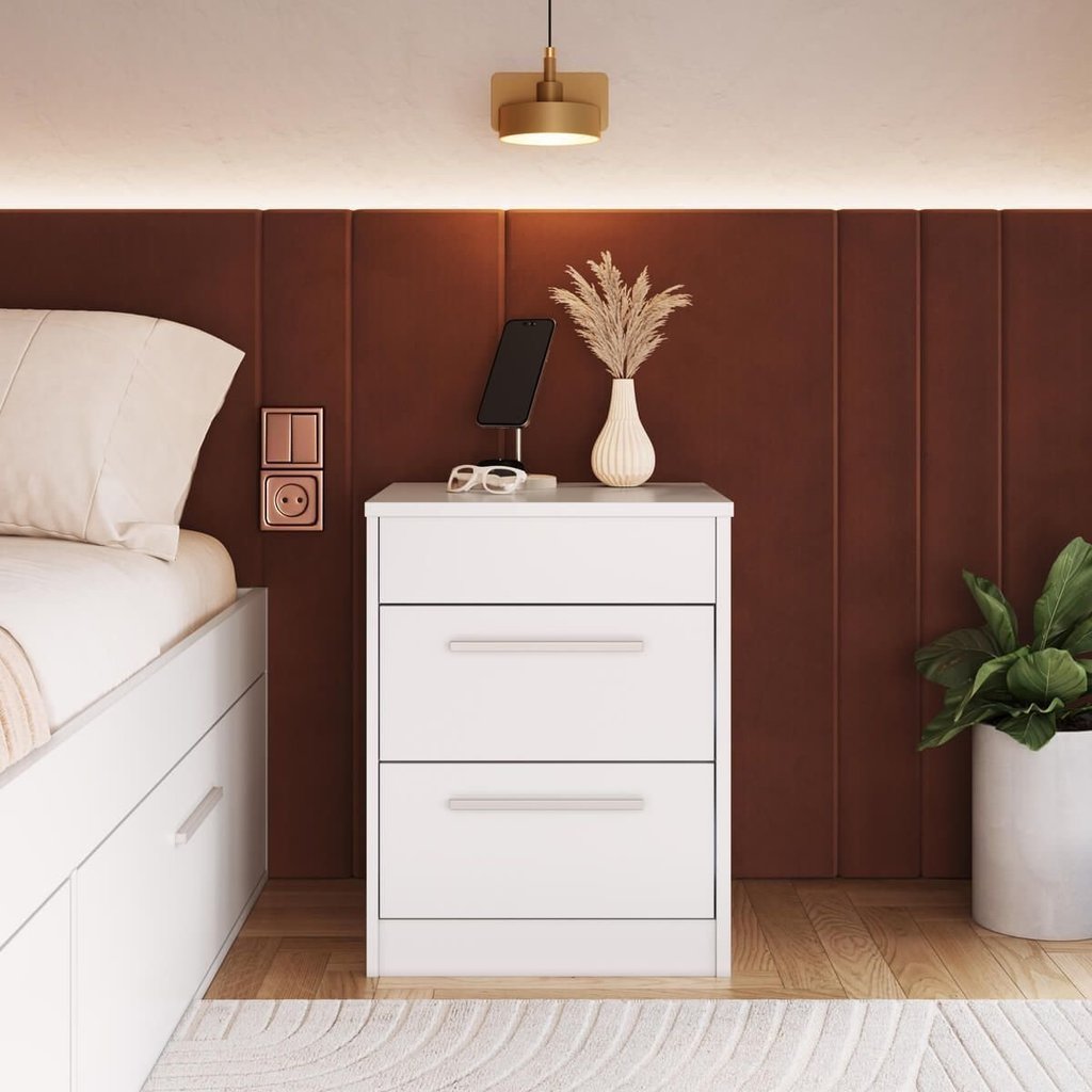 Mesa de Cabeceira com Compartimento Oculto Lock Branco Branco