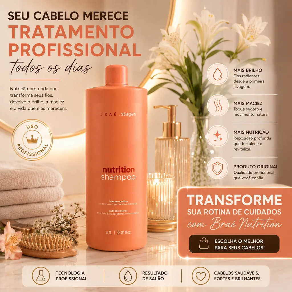 Braé Stages Nutrition Shampoo 1000ml Nutrição Profunda
