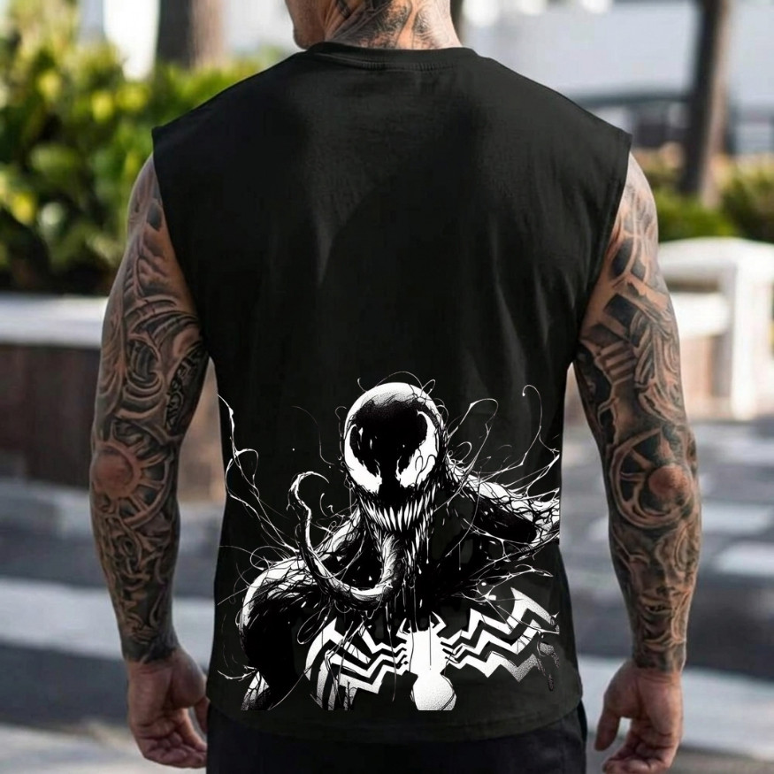 Regata Machão Oversized Streetwear Lançamento  Confortavel Masculina Venom Heroi Estampada Casual de Alta Qualidade