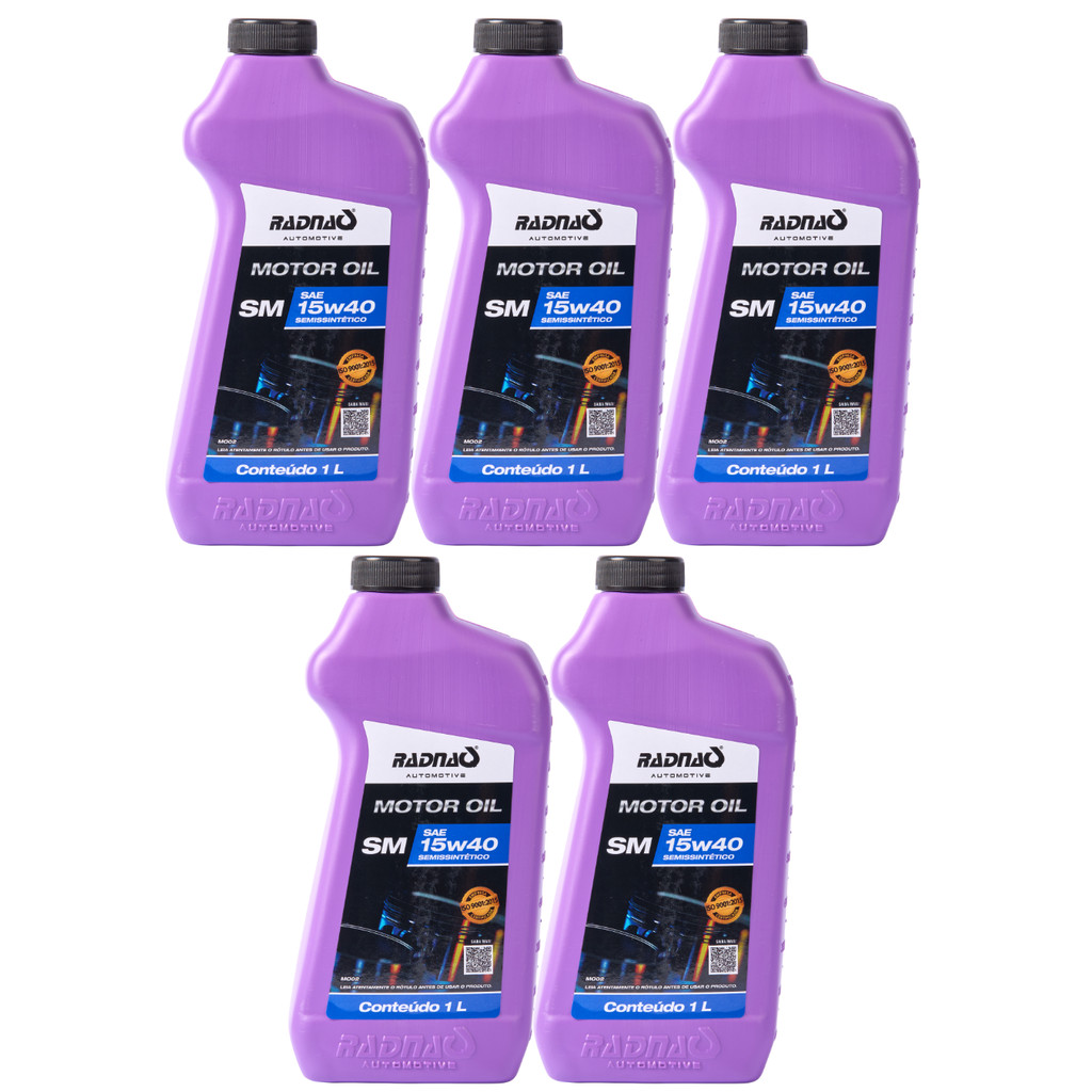 Kit 5L Óleo De Motor 15W40 API SM Semissintético Radnaq 1 Litro