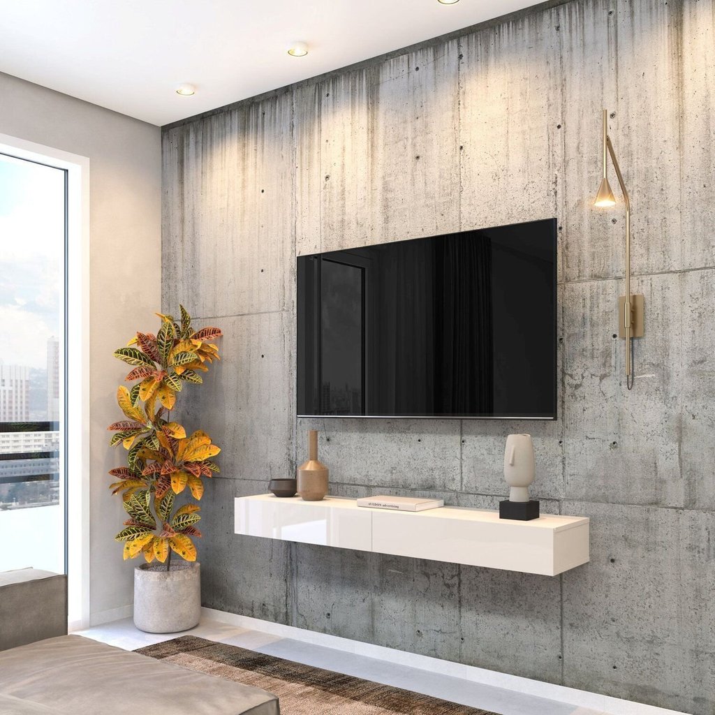 Rack Suspenso para TV até 55 Polegadas Suspenso MDF 110cm Dior Off White Off White