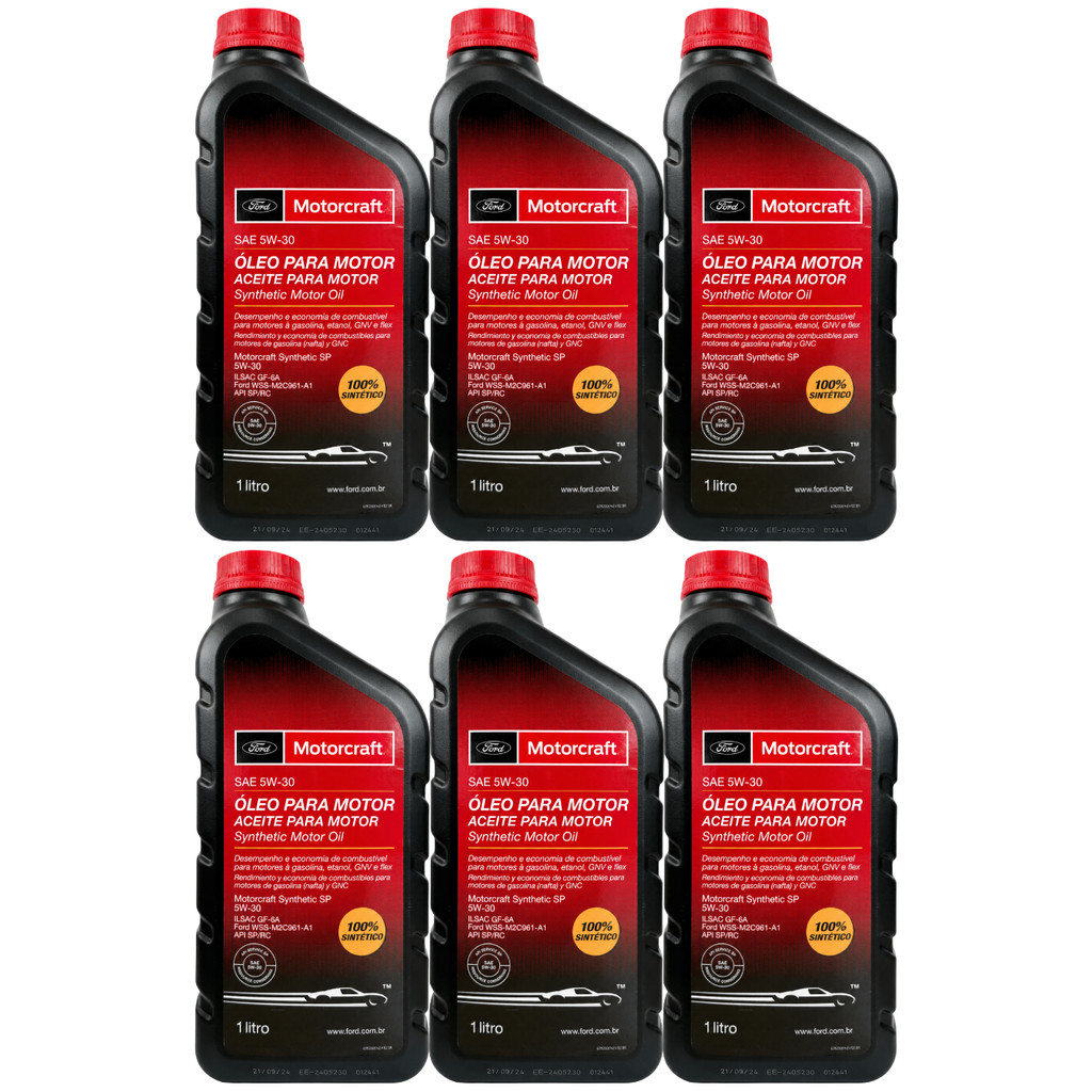 Kit 6 Litros 5W30 FORD Motorcraft 100% Sintetico Original + Etiqueta Revisão Ori