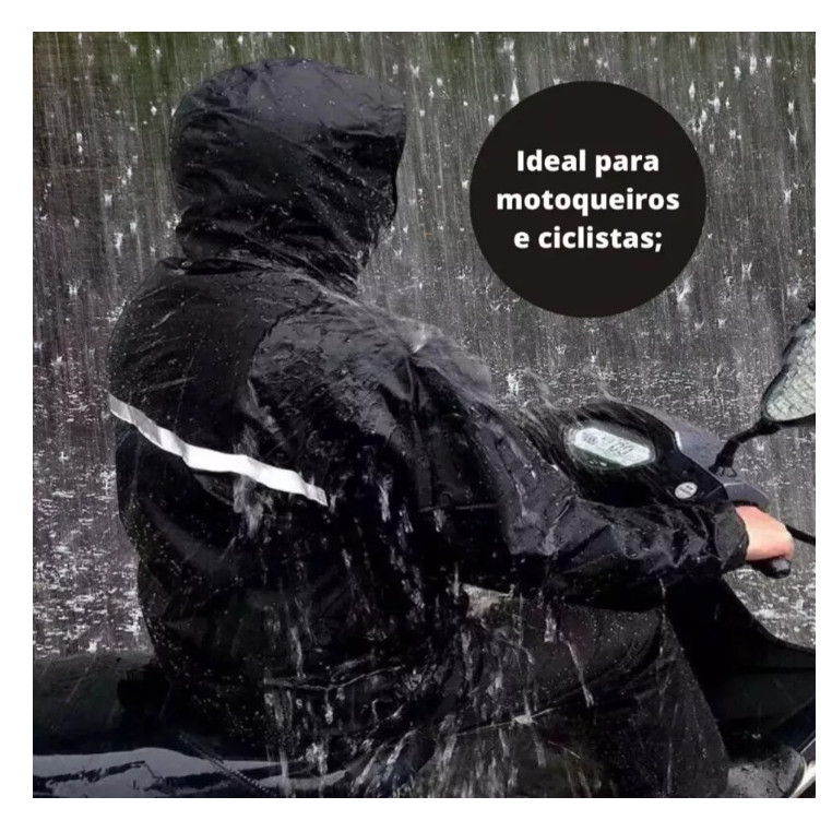 Conjunto Capa De Chuva Roupa Para Motoqueiros Ciclistas Impermeável Calça Jaqueta C/ Capuz — imagem 2 de 2