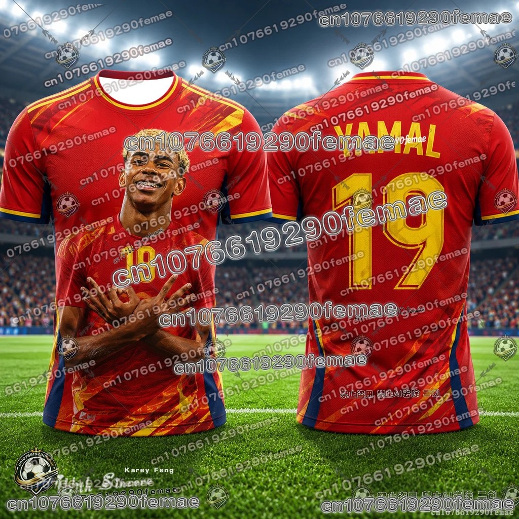 Lamina Yamal Coleção Especial 3D Camisa De Futebol Camiseta Moda Respirável Verão Esportes Para Crianças Adultos Homens 
