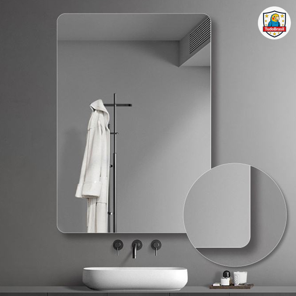 Espelho Adesivo Decorativo Flexível 25x40cm – Acabamento Espelhado em Plástico, Formato Retangular ou Oval